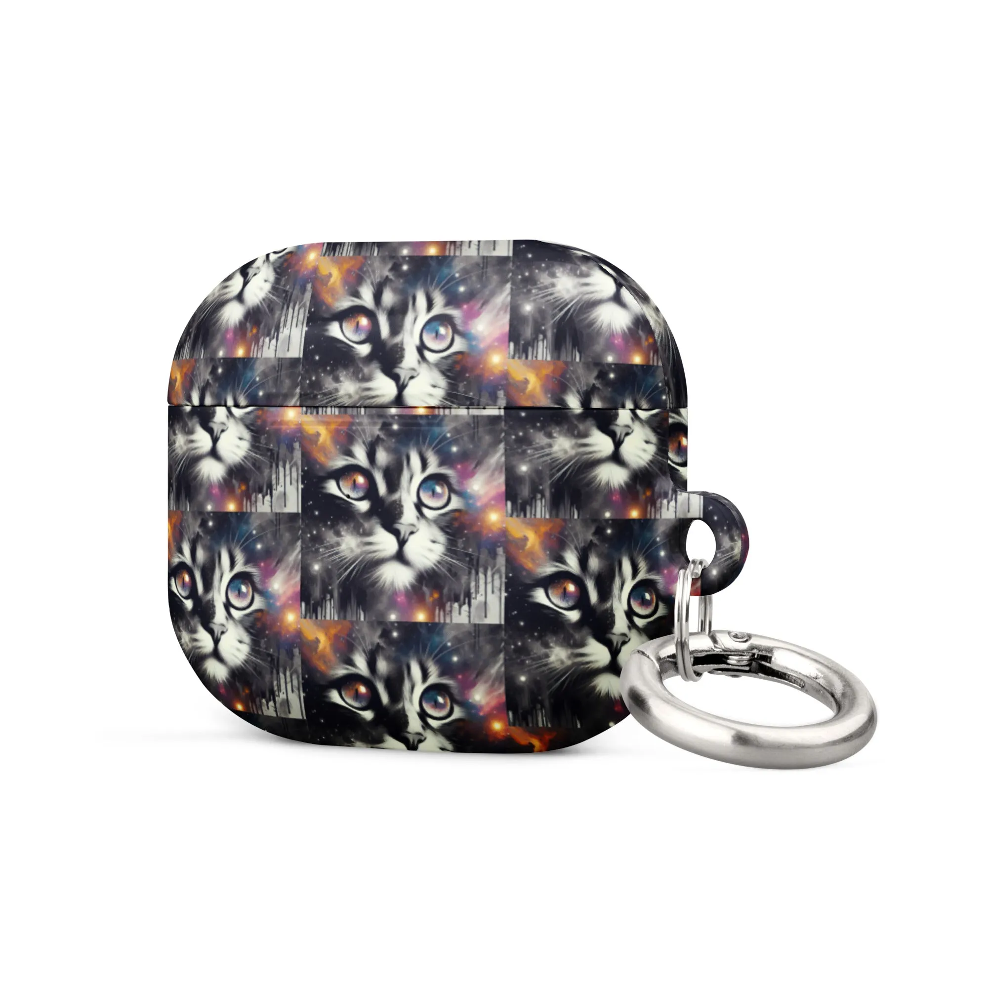 Galactic Cat AirPods® Case | Impact-Resistant Polycarbonate | Metal Carabiner | Scratch & Drop Protection