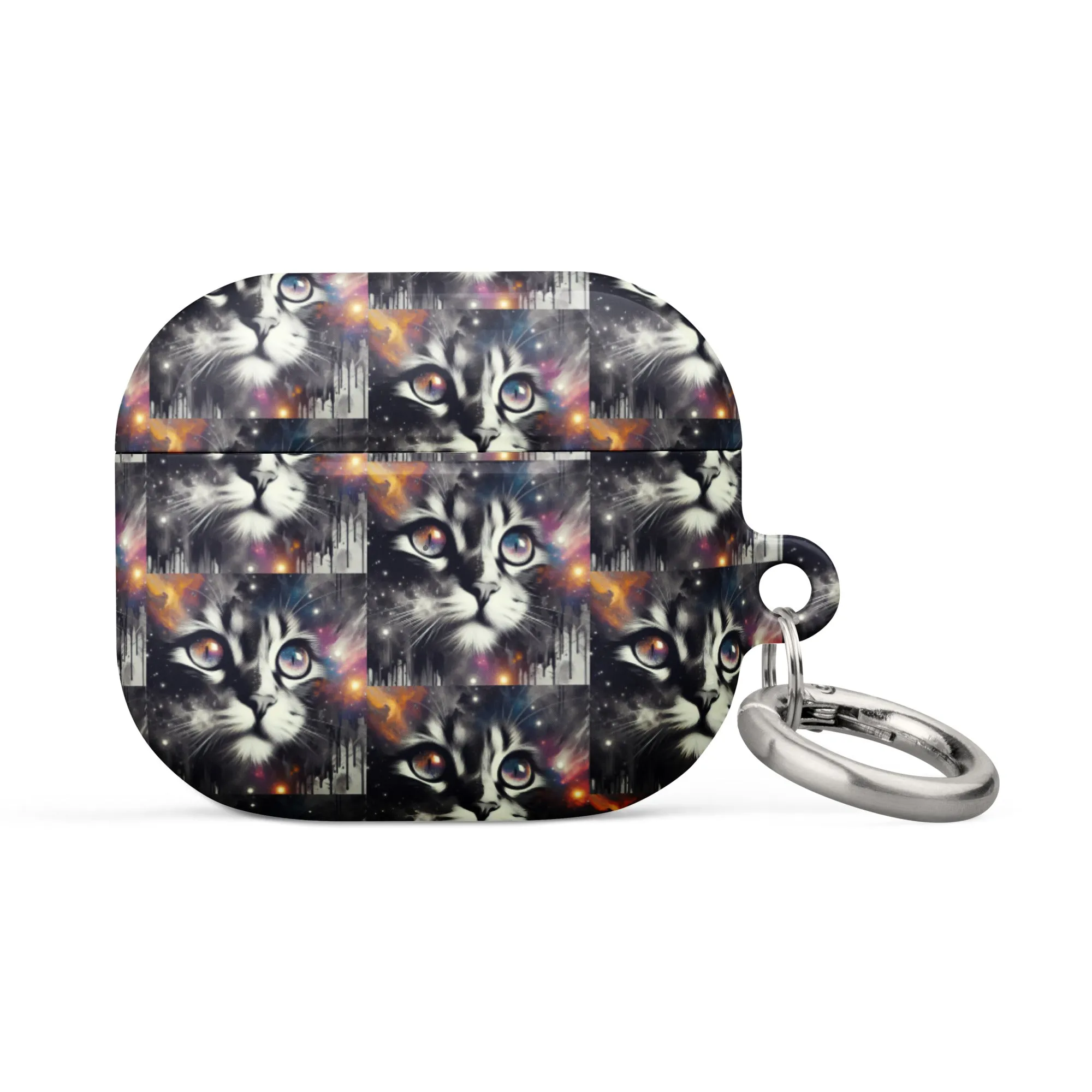 Galactic Cat AirPods® Case | Impact-Resistant Polycarbonate | Metal Carabiner | Scratch & Drop Protection