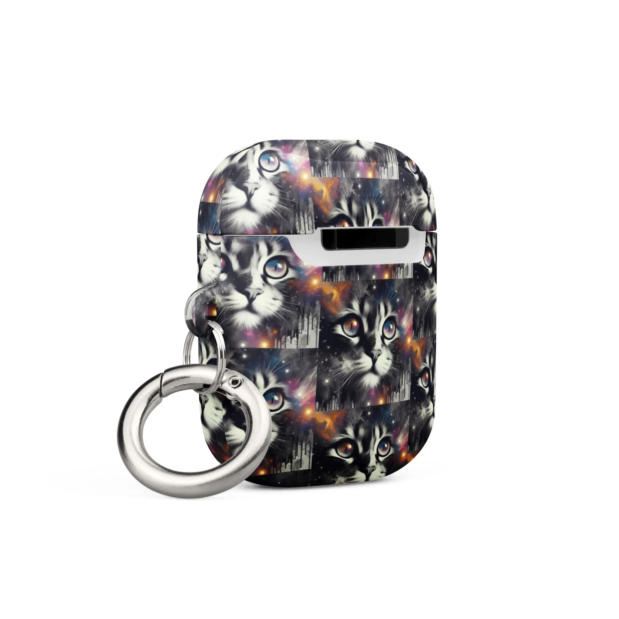 Galactic Cat AirPods® Case | Impact-Resistant Polycarbonate | Metal Carabiner | Scratch & Drop Protection