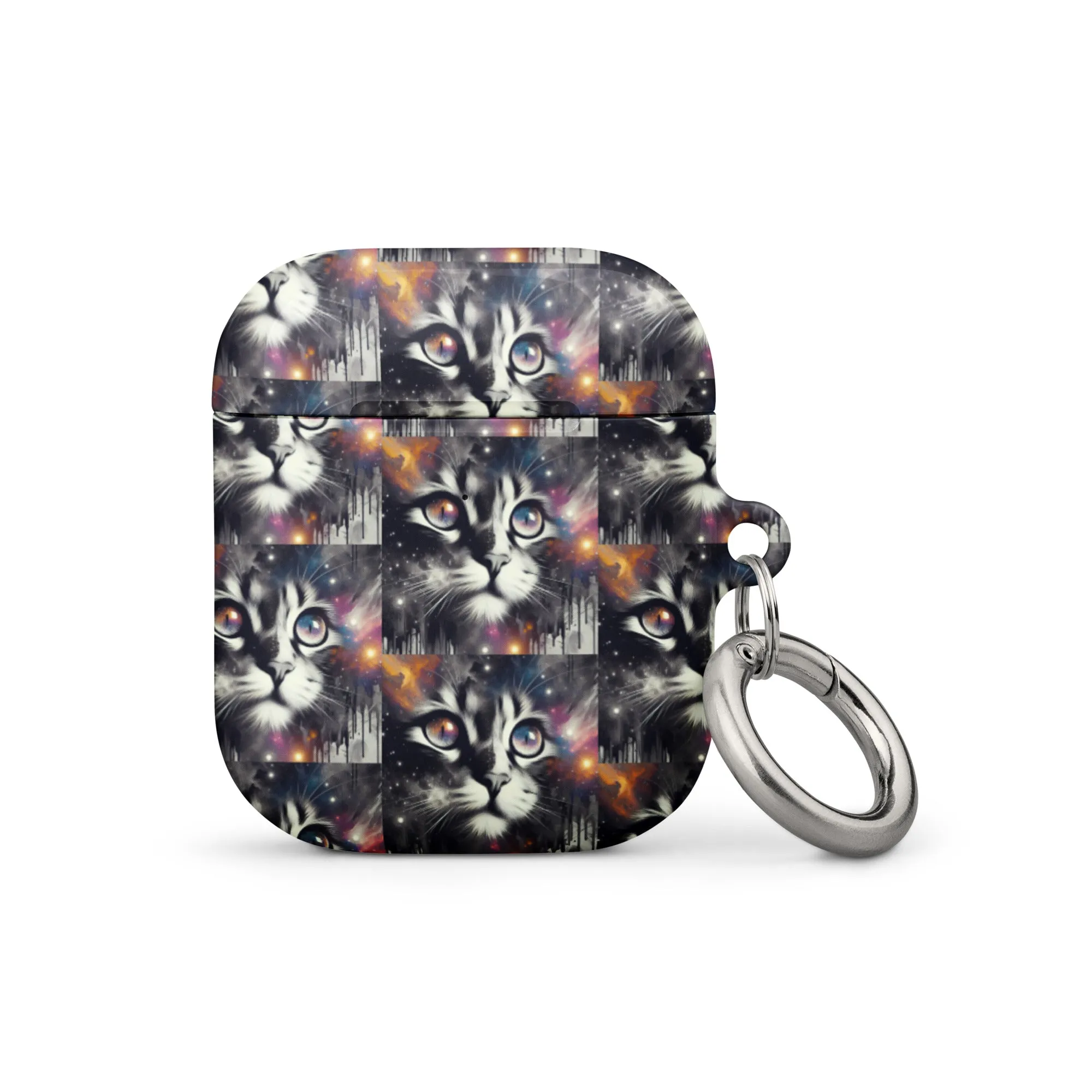 Galactic Cat AirPods® Case | Impact-Resistant Polycarbonate | Metal Carabiner | Scratch & Drop Protection