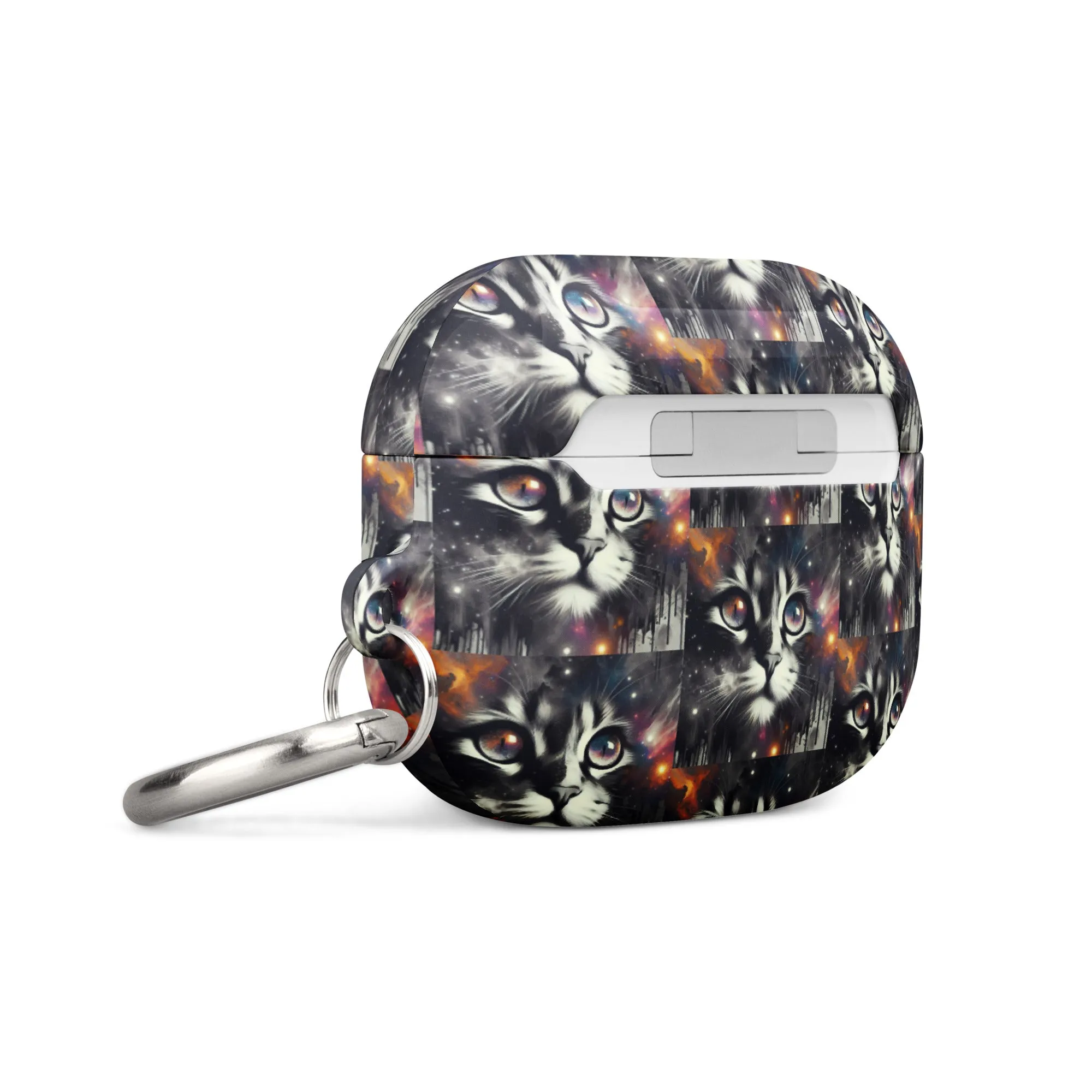 Galactic Cat AirPods® Case | Impact-Resistant Polycarbonate | Metal Carabiner | Scratch & Drop Protection