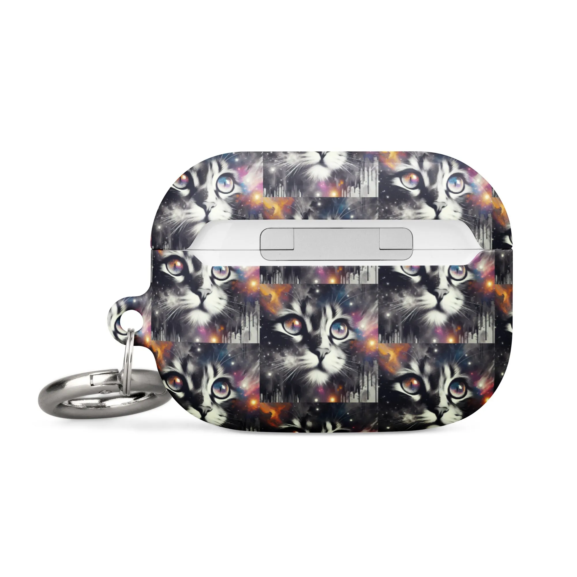 Galactic Cat AirPods® Case | Impact-Resistant Polycarbonate | Metal Carabiner | Scratch & Drop Protection