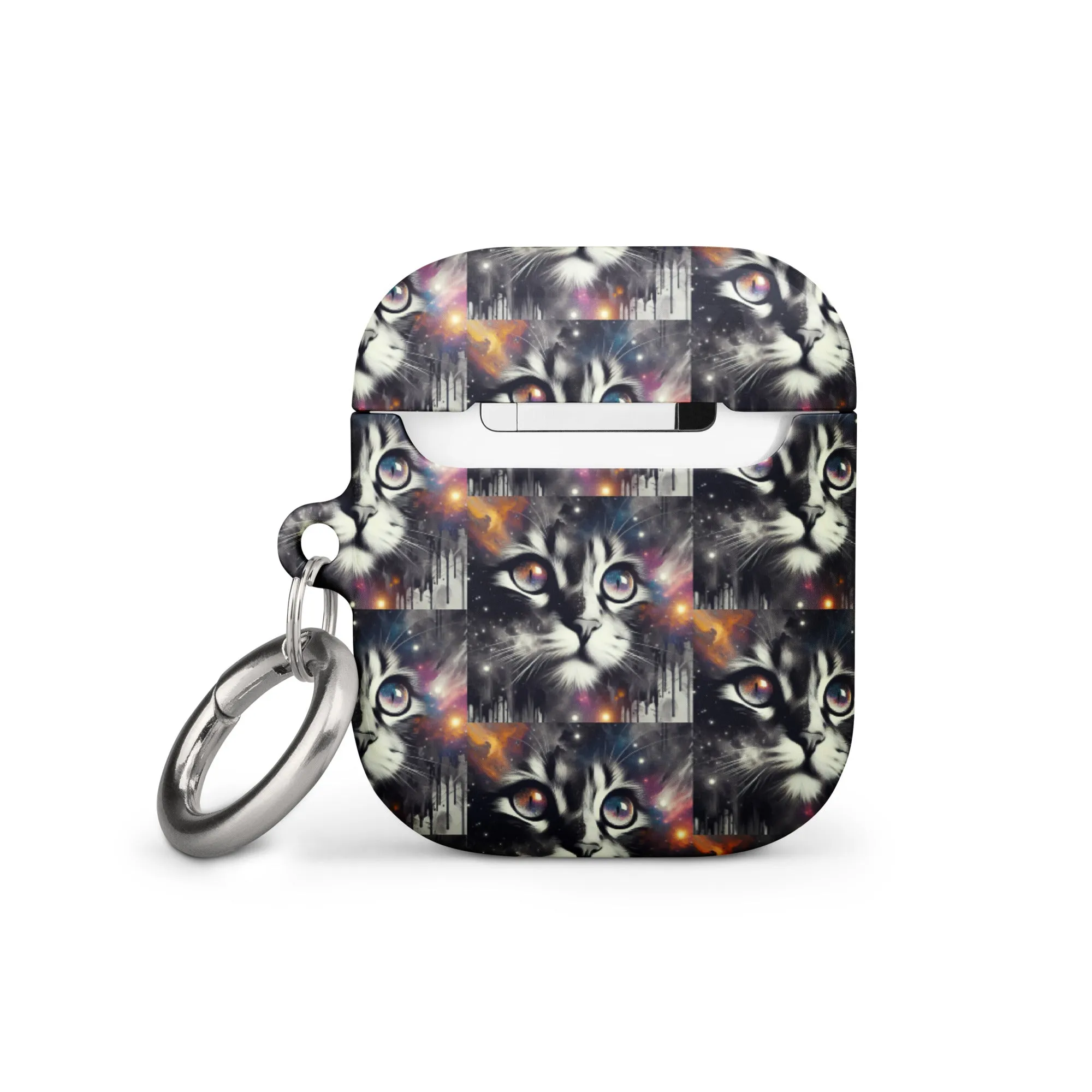 Galactic Cat AirPods® Case | Impact-Resistant Polycarbonate | Metal Carabiner | Scratch & Drop Protection