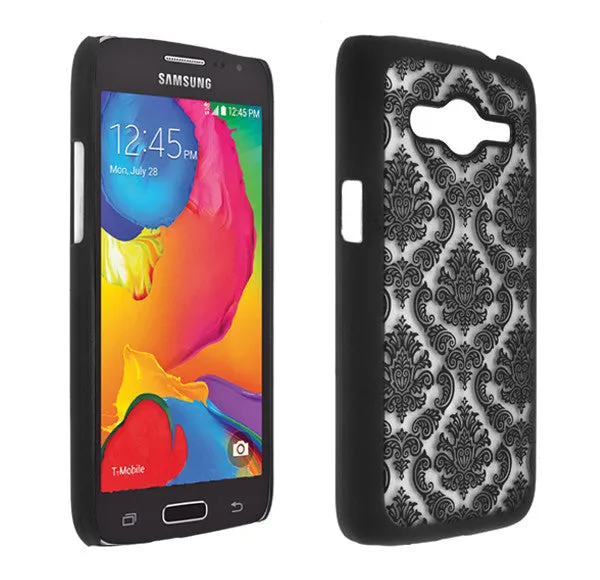 Galaxy Avant/G386T Case, Ultra Slim Damask Vintage Case Cover - Black