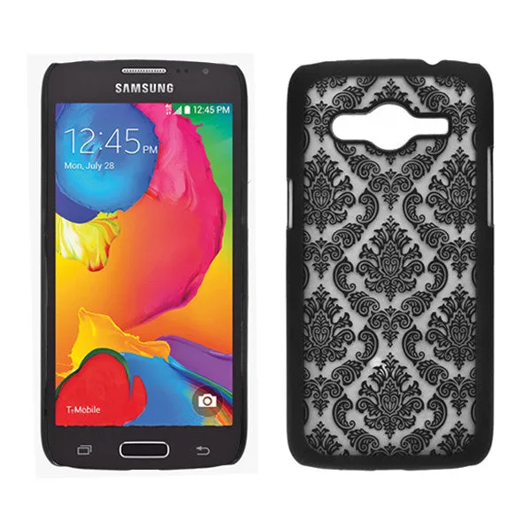 Galaxy Avant/G386T Case, Ultra Slim Damask Vintage Case Cover - Black