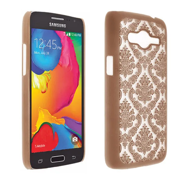 Galaxy Avant/G386T Case, Ultra Slim Damask Vintage Case Cover - Gold