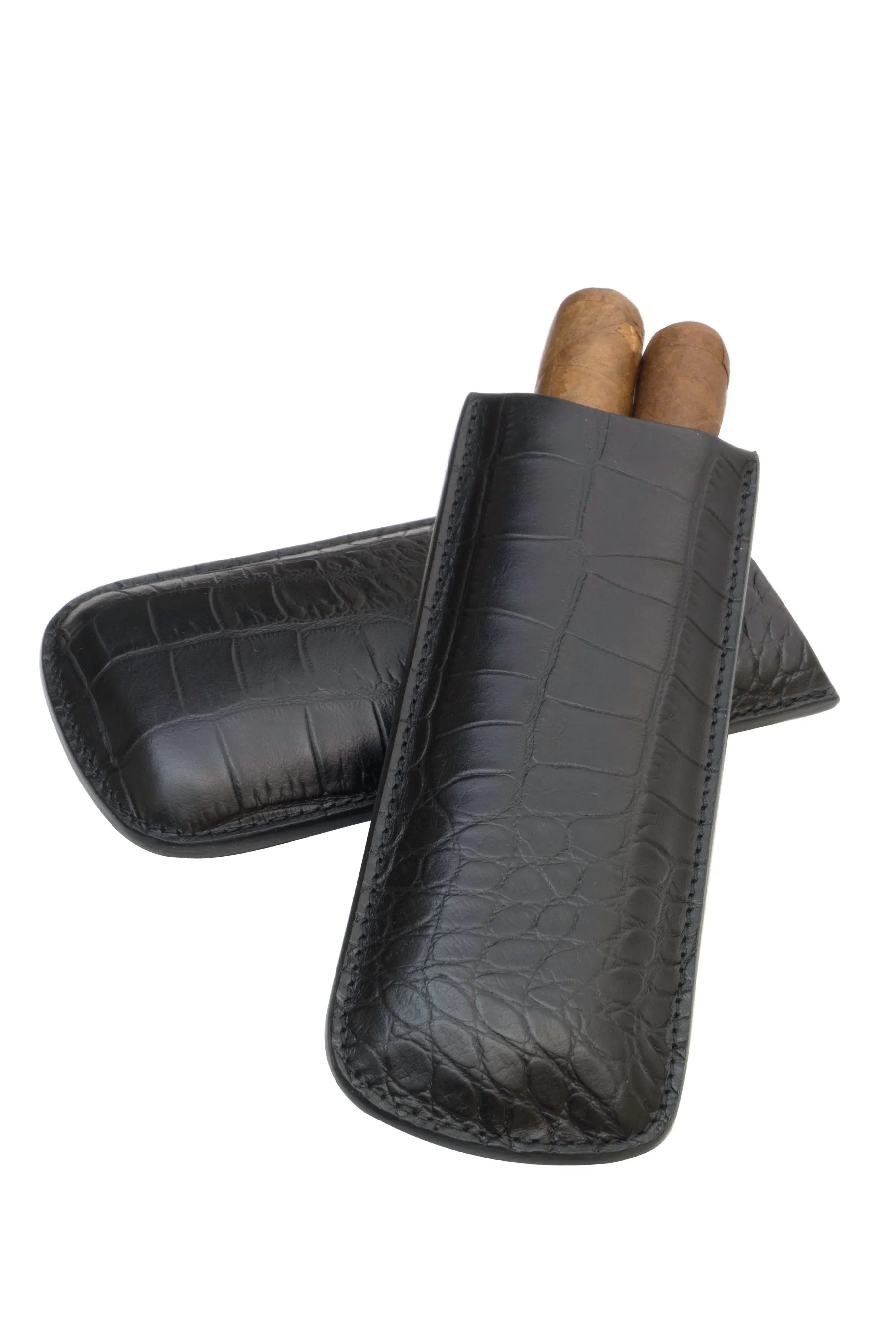 Genuine Leather Croc Embossed 2-Finger Cigar Case | TF400