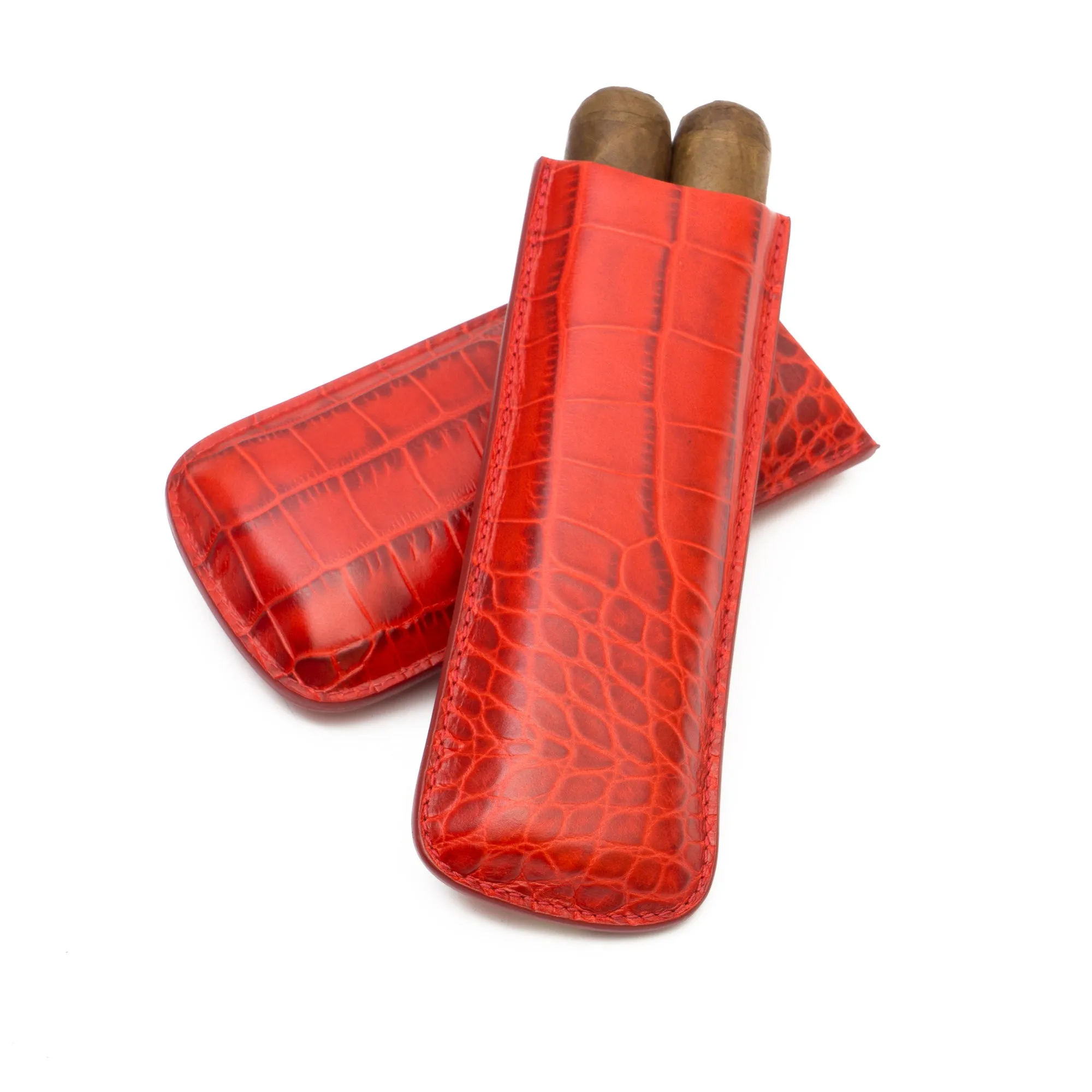 Genuine Leather Croc Embossed 2-Finger Cigar Case | TF400