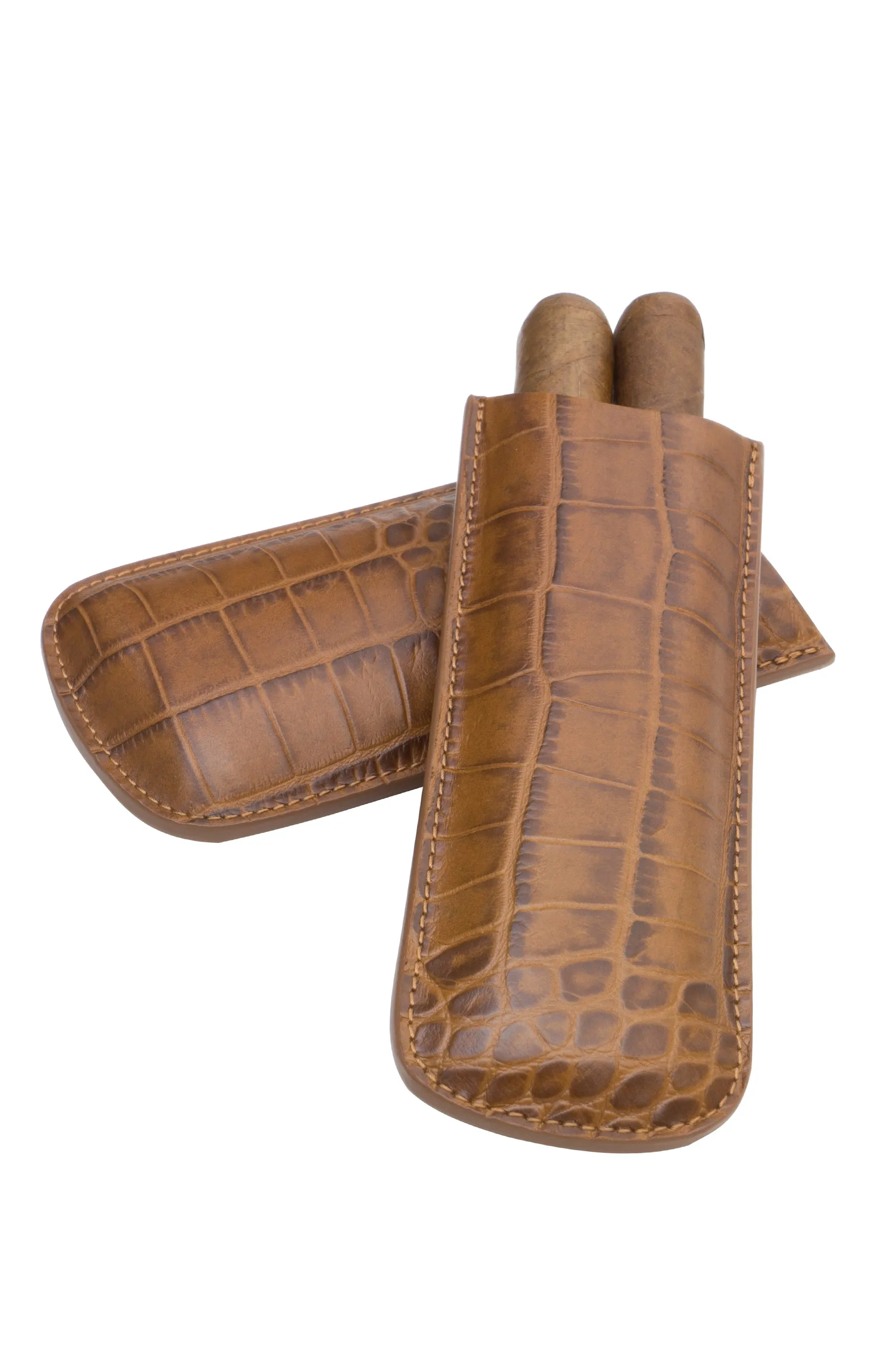 Genuine Leather Croc Embossed 2-Finger Cigar Case | TF400