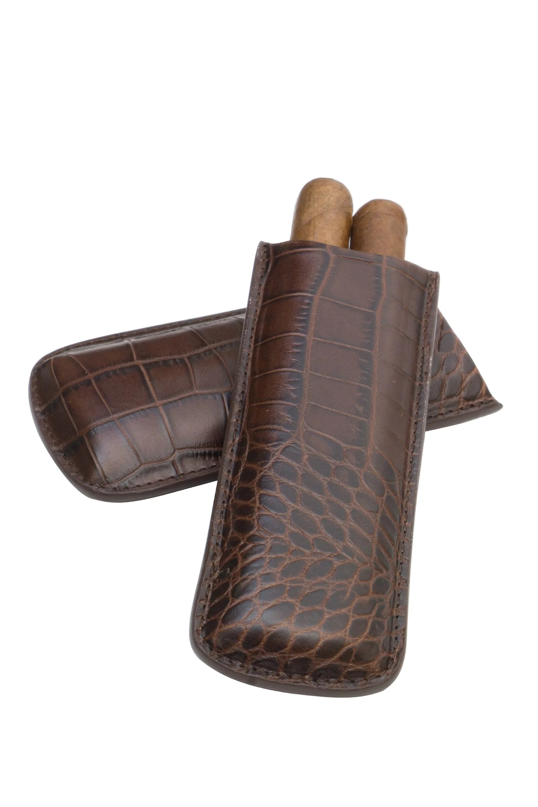 Genuine Leather Croc Embossed 2-Finger Cigar Case | TF400