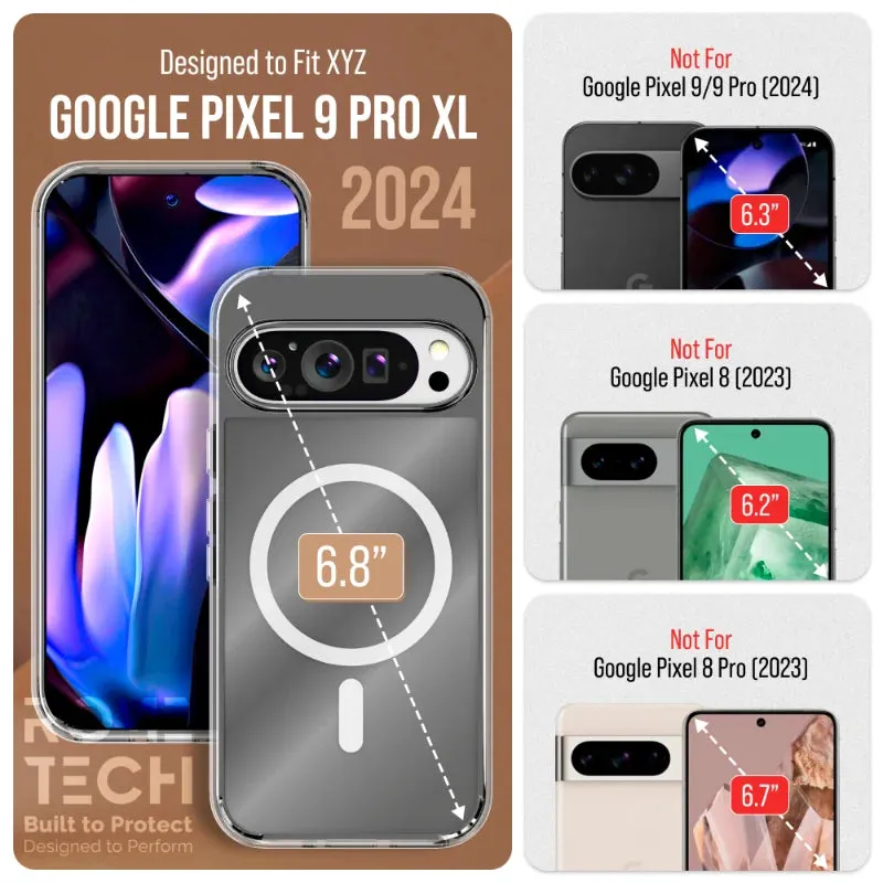 Google Pixel 9 Pro XL 6.8" (2024) Hybrid Shockproof Clear Slim Acrylic Case with MagSafe