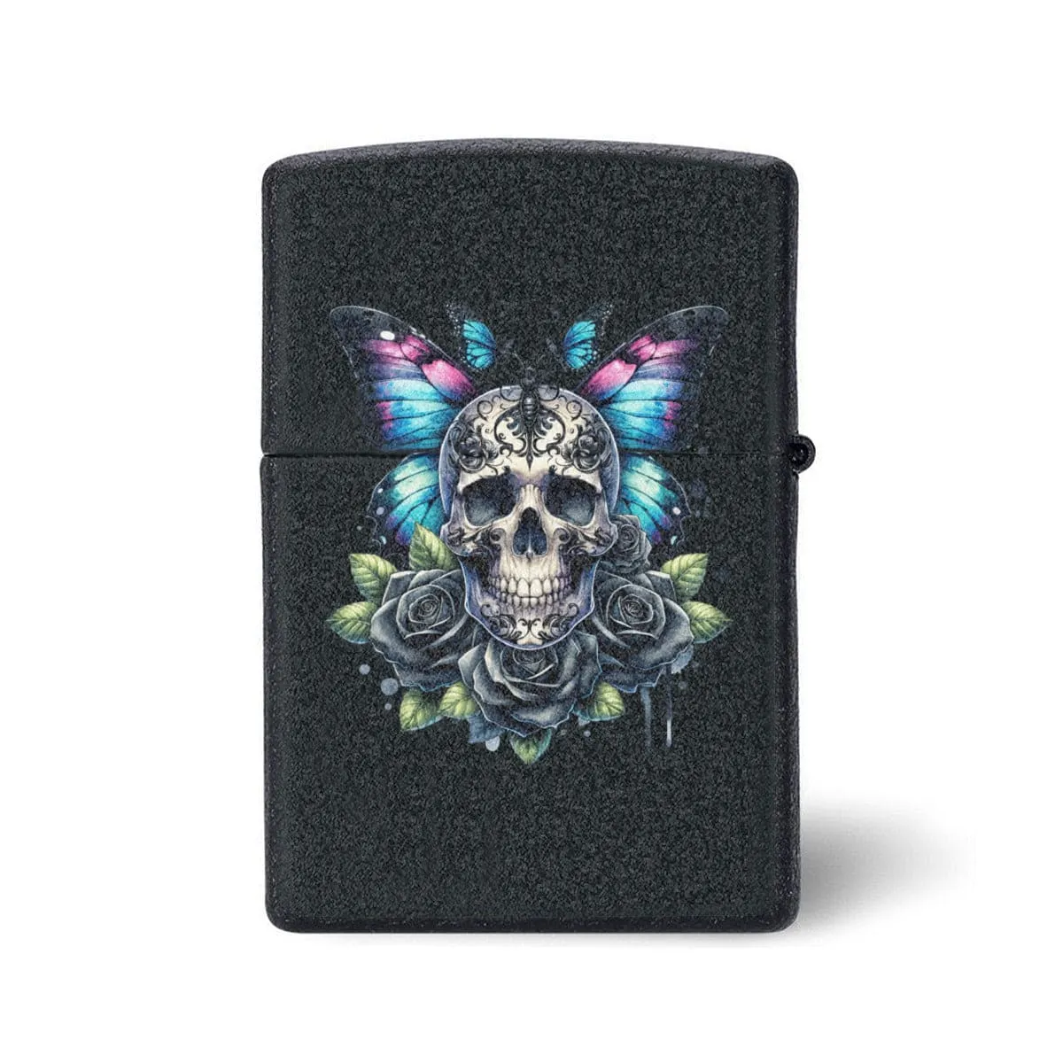 Gothic Butterfly Skulls Stainless Steel Lighter Case