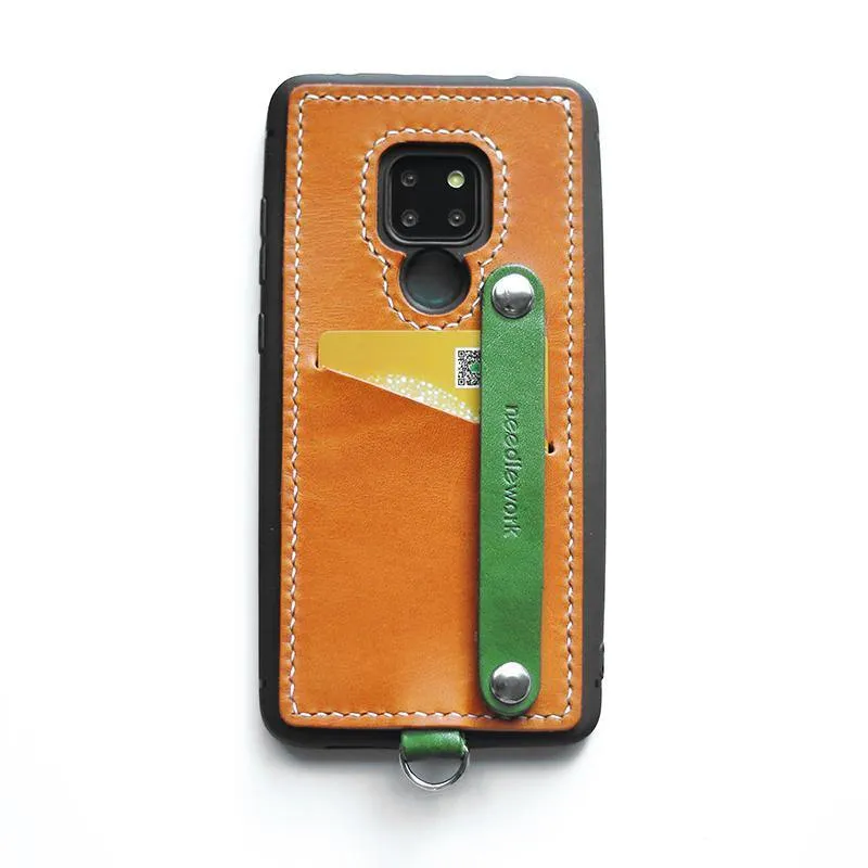 Handmade Orange Leather Huawei Mate 20 X Case with Card Holder CONTRAST COLOR Huawei Mate 20 X Leather Case