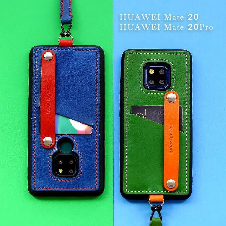 Handmade Orange Leather Huawei Mate 20 X Case with Card Holder CONTRAST COLOR Huawei Mate 20 X Leather Case