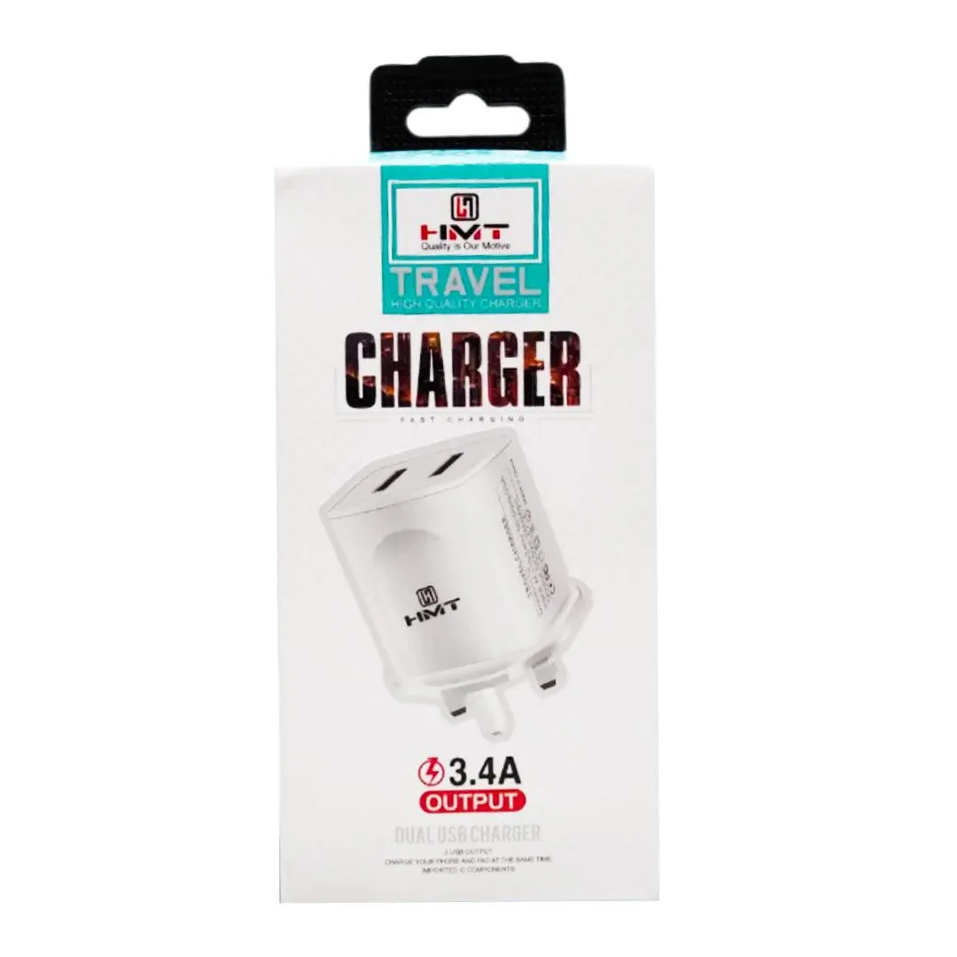 HMT 3.4A Output Dual USB Charger With lightning Cable H-110