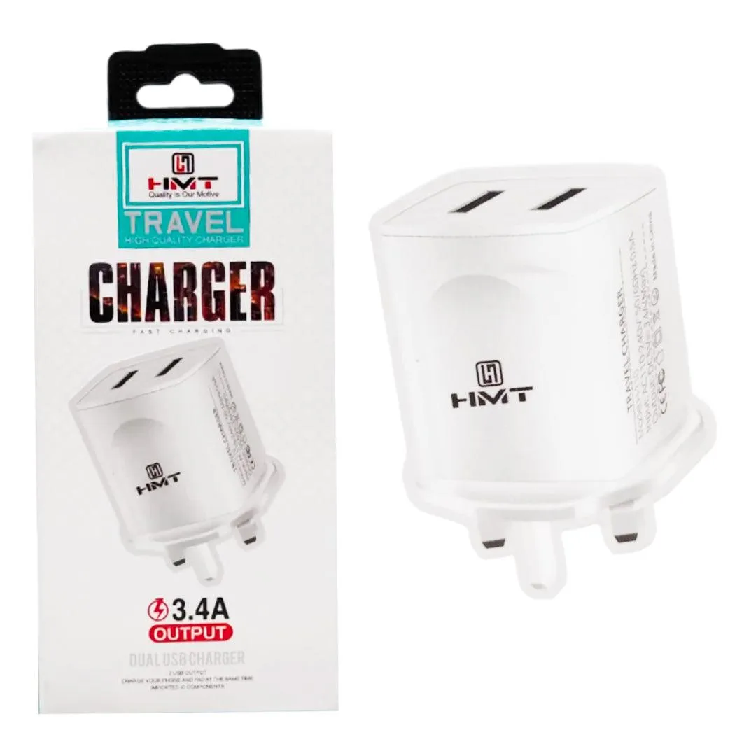 HMT 3.4A Output Dual USB Charger With lightning Cable H-110