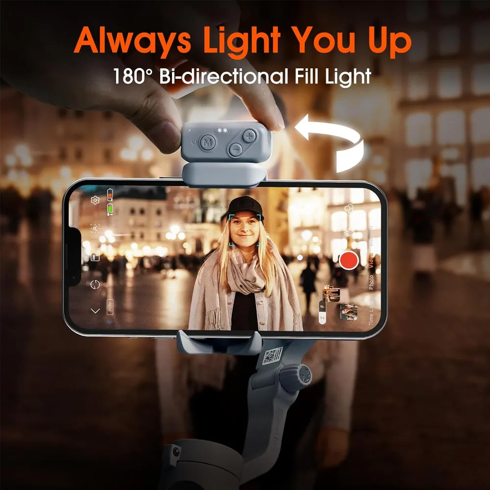 Hohem ML-01 ML01 Magnetic Mini LED Fill Light with 3000K - 6500K Color Temperature, Brightness Adjustment, 180 Degrees Reverse Adjustable, 60 Mins Max Battery Life for XE Smartphone Gimbal Stabilizer