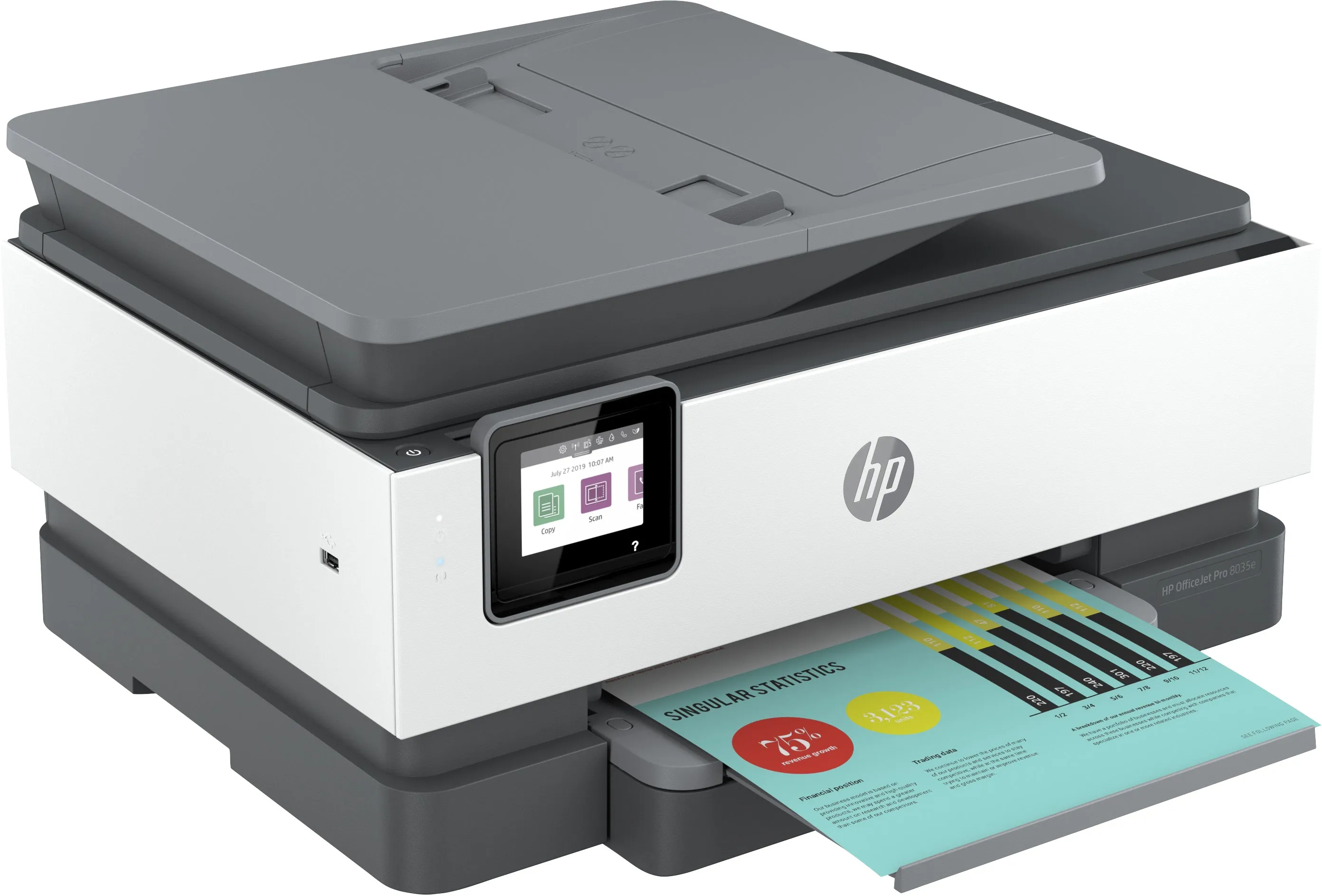 HP OfficeJet Pro 8035e All-in-One Color Inkjet Printer, 20/10ppm, 256MB, USB, WiFi, Ethernet - 1L0H6A#B1H (Certified Refurbished)