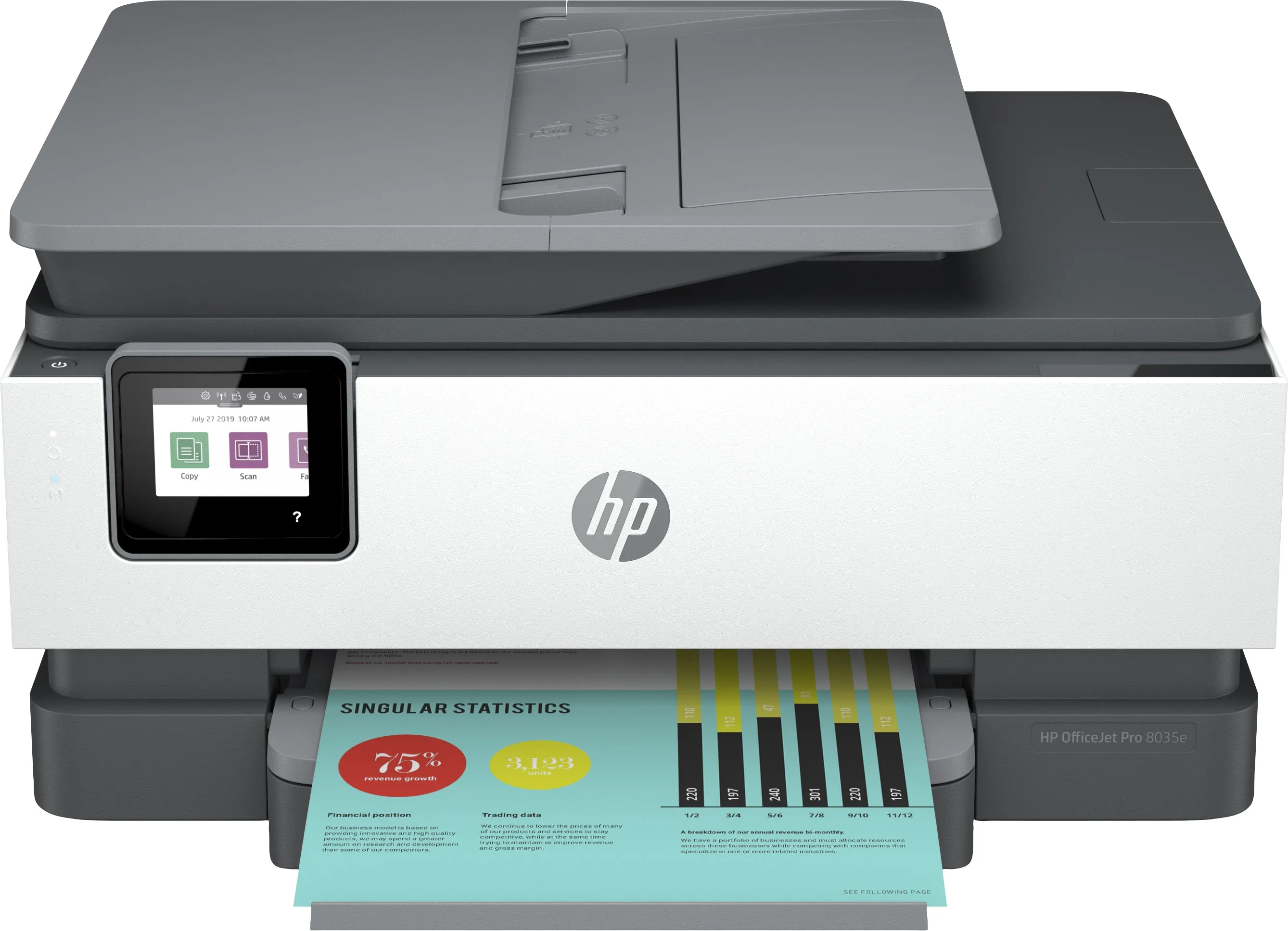 HP OfficeJet Pro 8035e All-in-One Color Inkjet Printer, 20/10ppm, 256MB, USB, WiFi, Ethernet - 1L0H6A#B1H (Certified Refurbished)