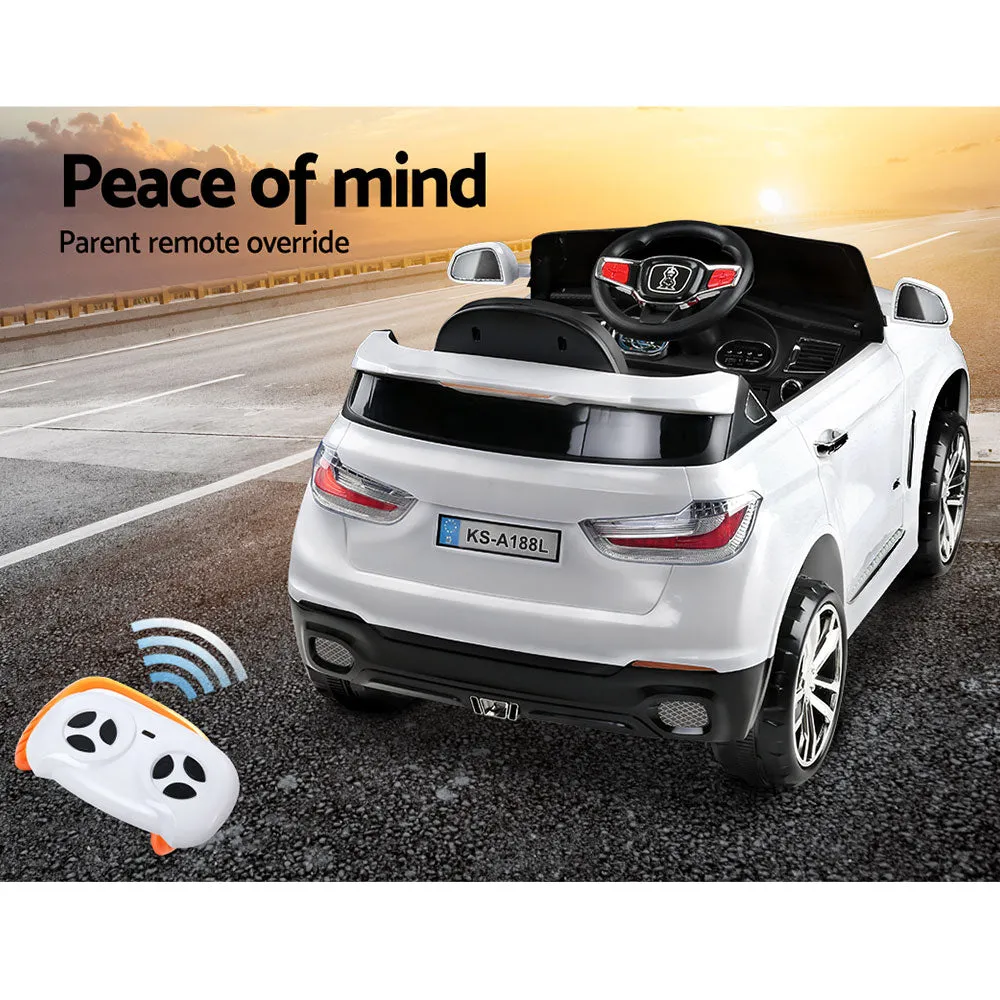 Kids Ride On Car With Remote MP3 LED Lights - White