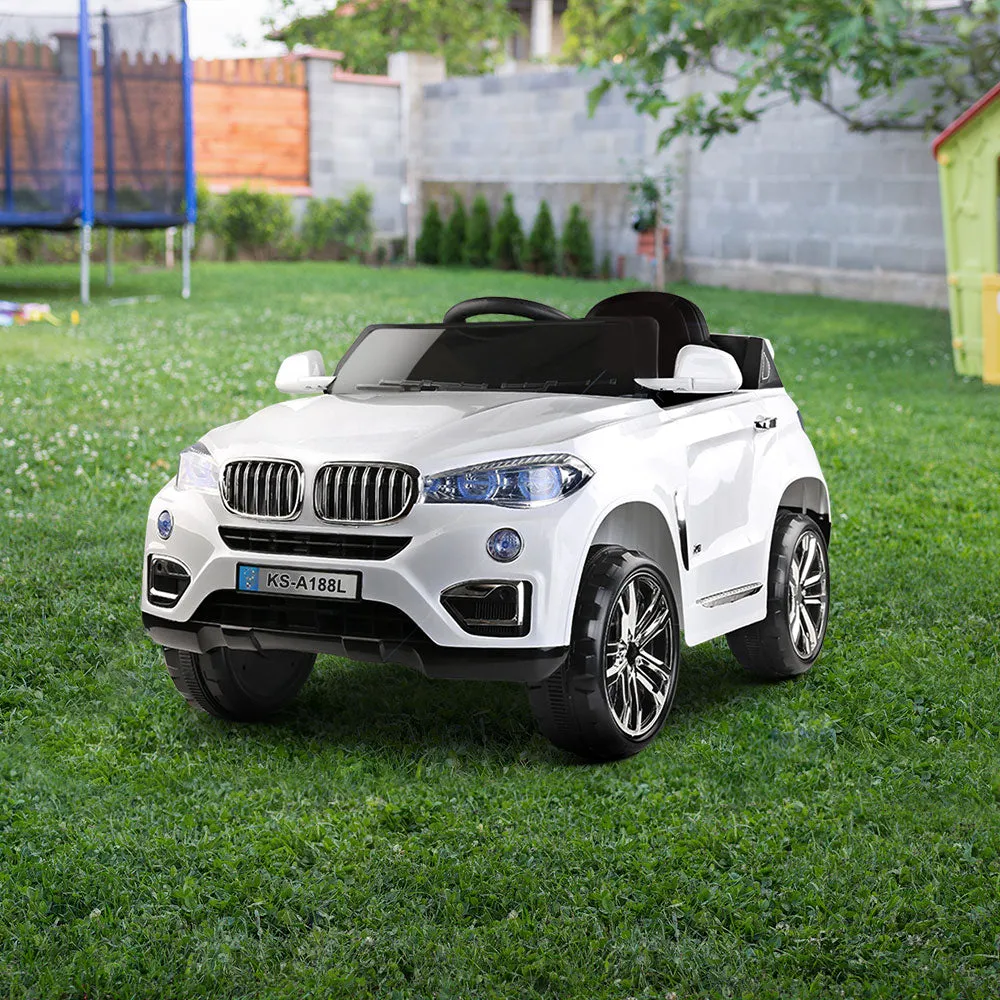 Kids Ride On Car With Remote MP3 LED Lights - White