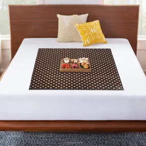 Kuber Industries Polyvinyl Chloride Dot Print Both Sided Bed Server Food Mat, Bedsheet Protector for Home 36"X36" (Brown) 54Km4339