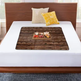 Kuber Industries PVC Wooden Print Both Sided Bed Server Food Mat, Bedsheet Protector For Home 36"x36" (Dark Brown) 54KM4342