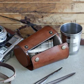 Leather Case With Four Metal Stirrup Cups