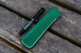 Leather Single Fountain Pen Case / Pen Pouch - Green