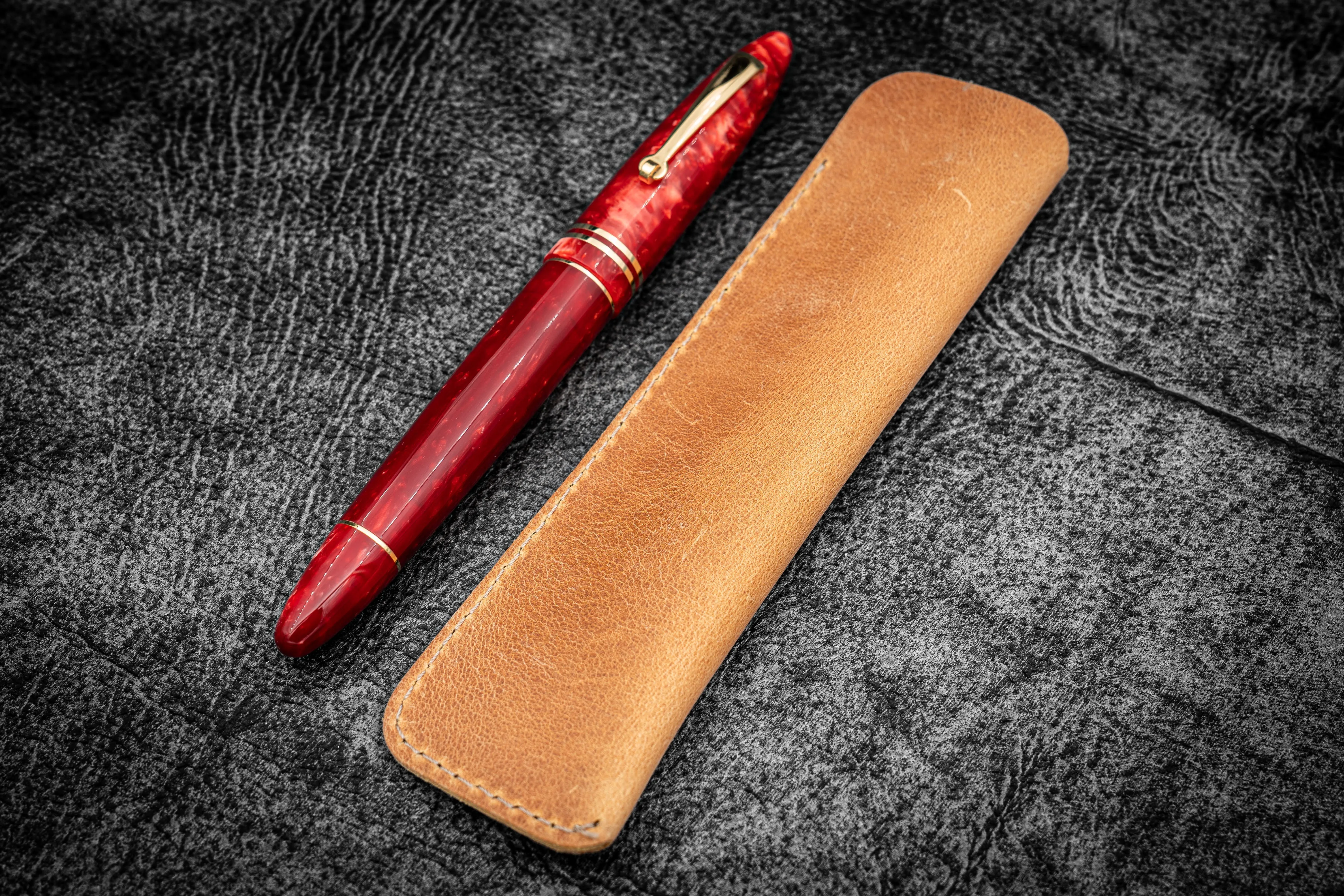 Leather Single Fountain Pen Sleeve - Multiple Colors