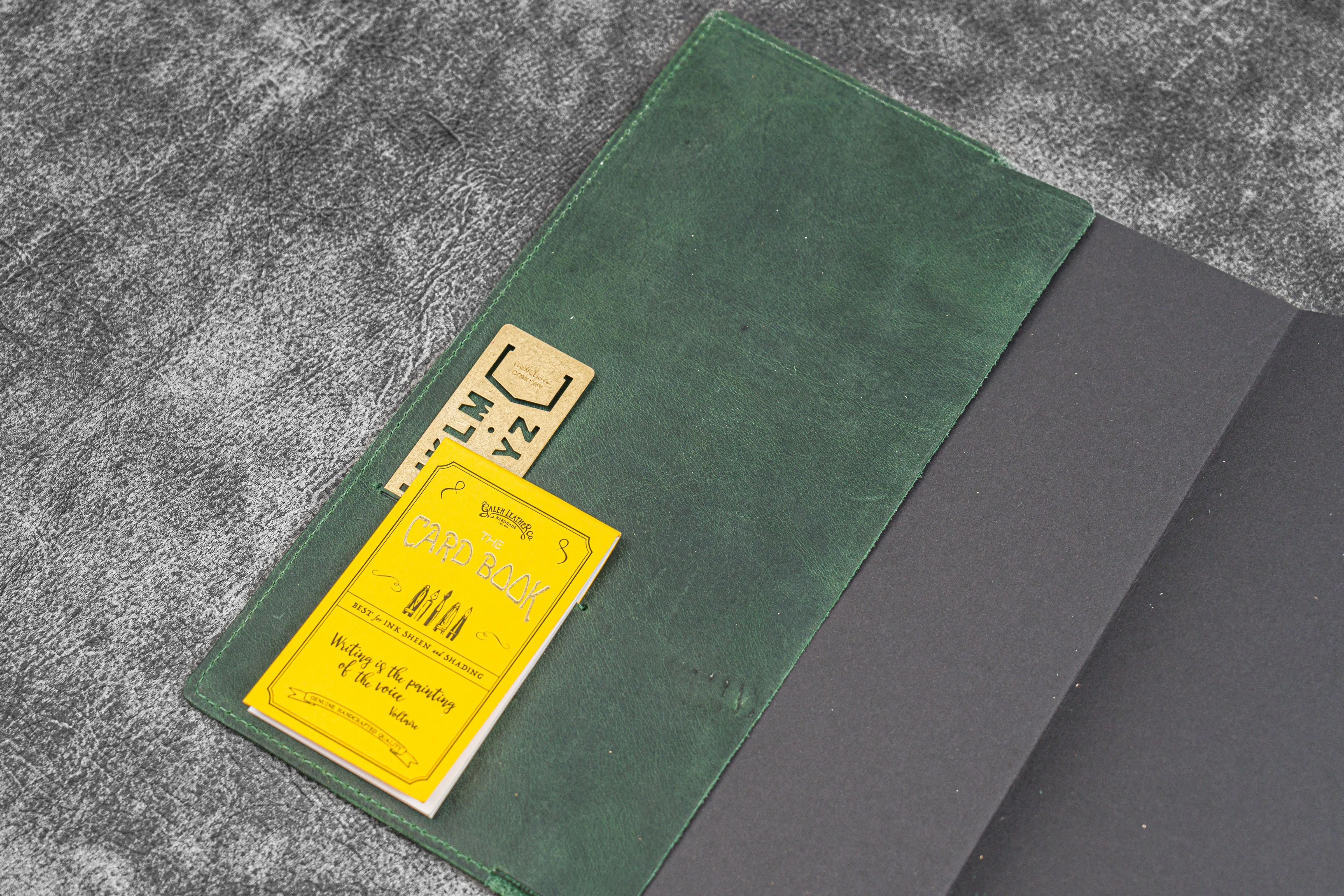 Leather Slim B5 Notebook / Planner Cover - Crazy Horse Forest Green