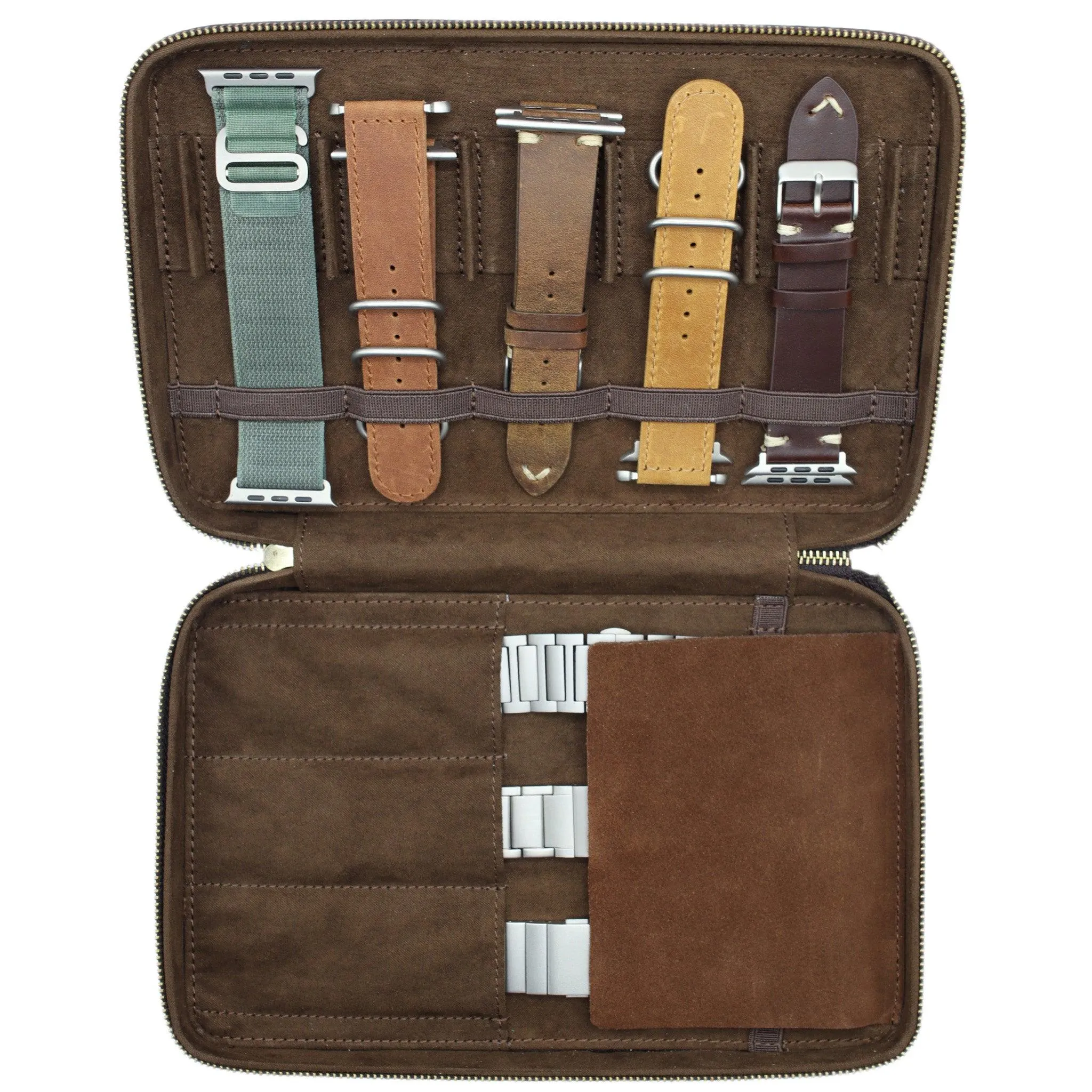 Leather Storage Case for Apple Watch Bands - Fits Metal Bands