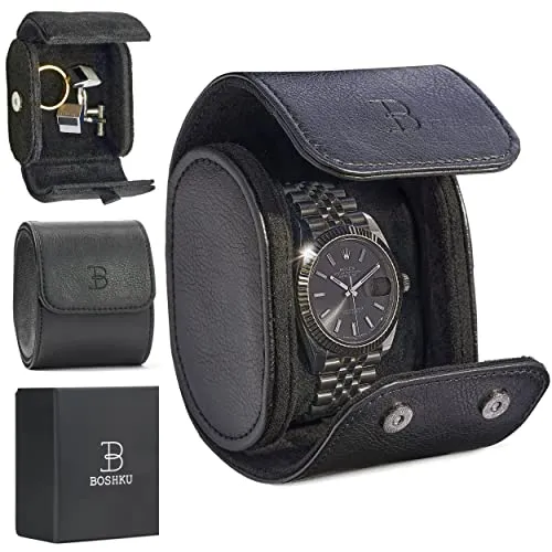 Leather Watch Roll Travel Case – Watch Travel Case for Men