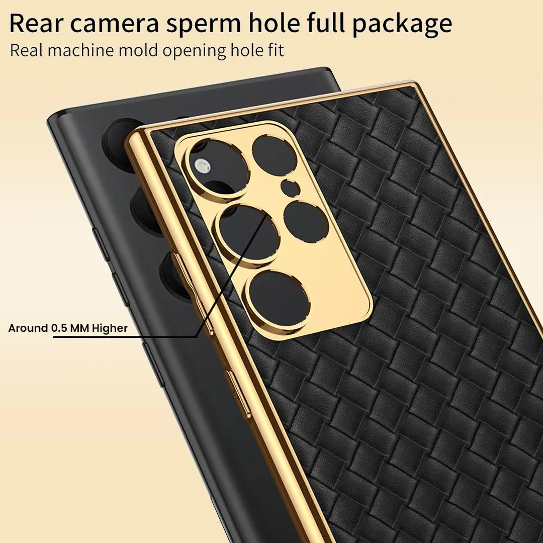 Leather Woven Gold Plated Case - Samsung