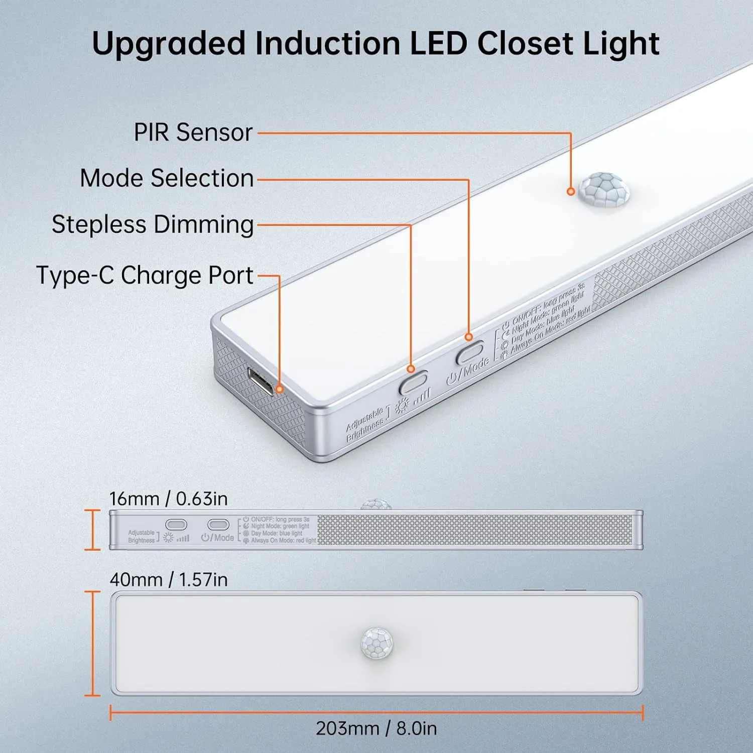 LED Closet Light, Newest 30Leds Dimmer USB Rechargeable Motion Sensor Light under Cabinet Lighting with Remote Control, Wireless Stick-Anywhere Night Safe Light Bar for Wardrobe,Kitchen-2 Pcs