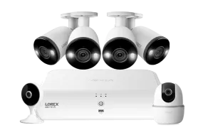 Lorex Fusion 4K  16 Channel (8 Wired   8 Fusion Wi-Fi) 2TB NVR System with Four H13 Wired 4K IP Bullet Cameras, One 2K Pan-Tilt Camera, and One 2K Indoor Wi-Fi Camera