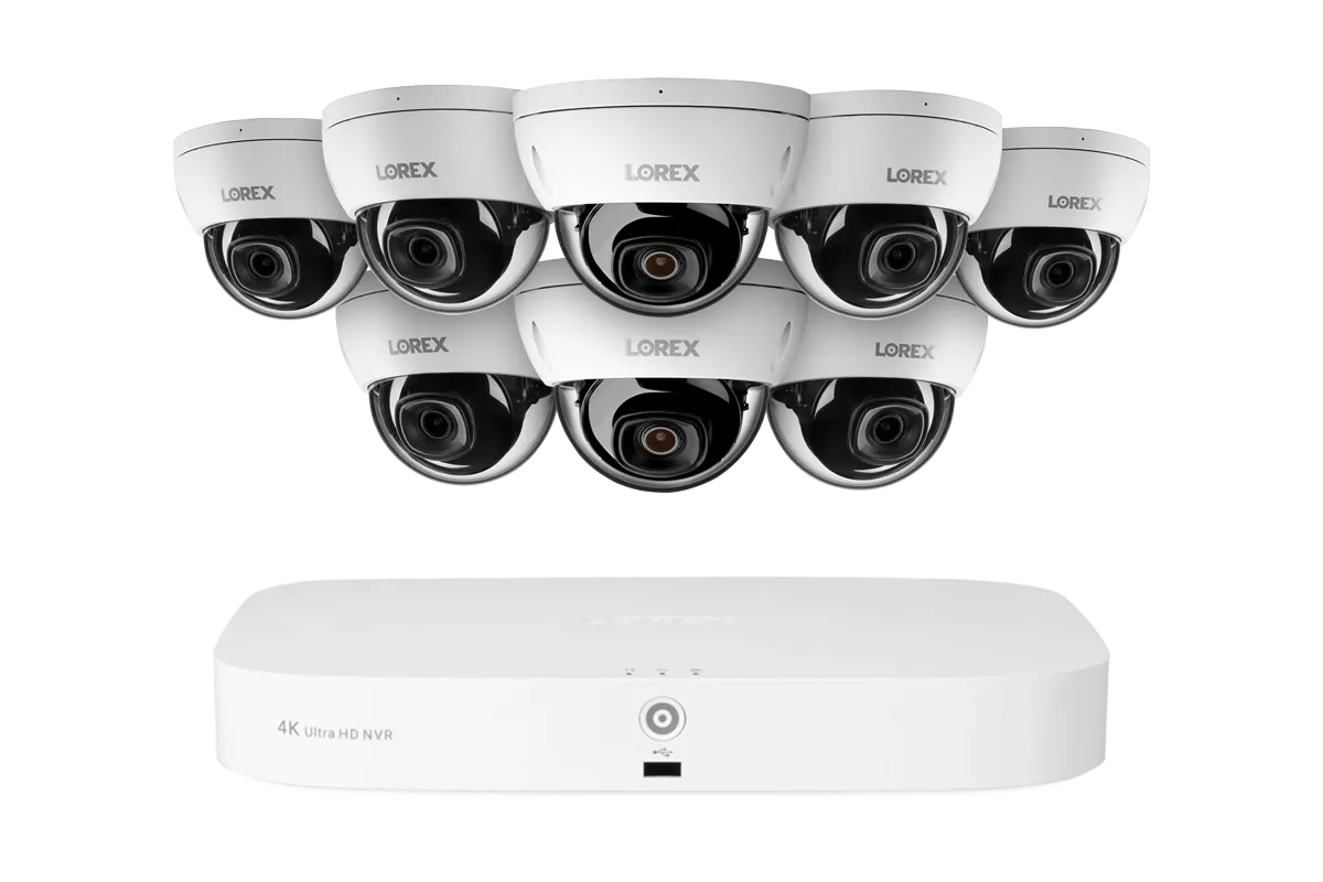 Lorex Fusion NVR with A4 4MP (2K) IP Dome Cameras - 4K 16-Channel (8 Wired   8 Wi-Fi Fusion) 2TB Wired System