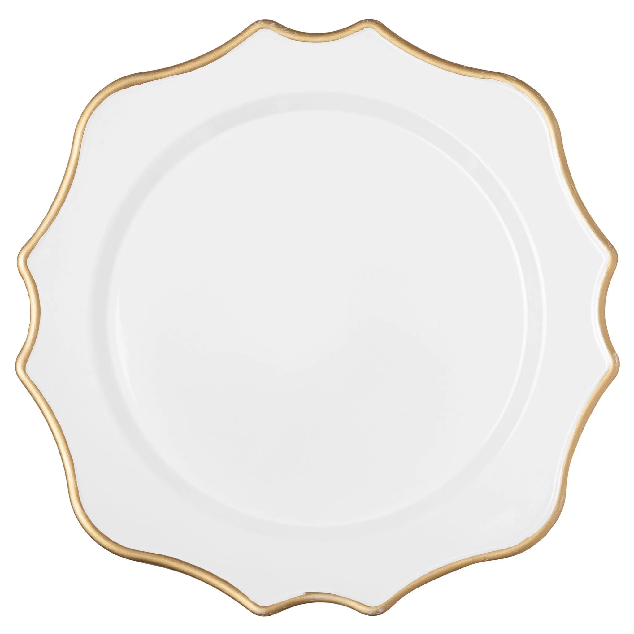 Lotus Scalloped Acrylic 13" Charger Plate - White Gold-Trimmed