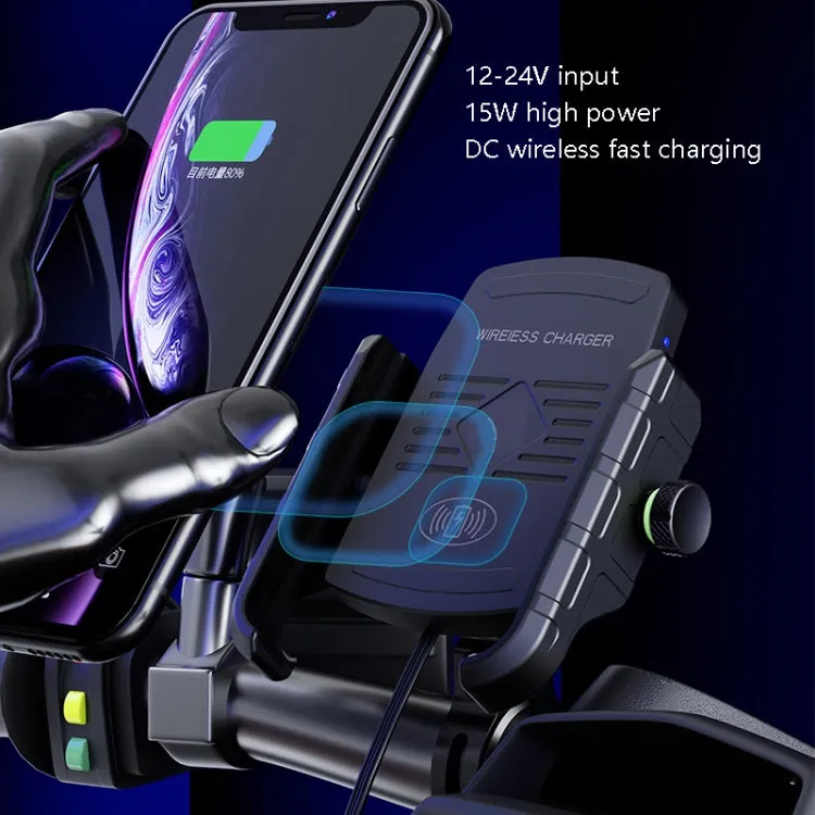 M9 Motorcycle Wireless Charging Mobile Phone Bracket 15W Fast Charging Mobile Phone Navigation Bracket(Blue)