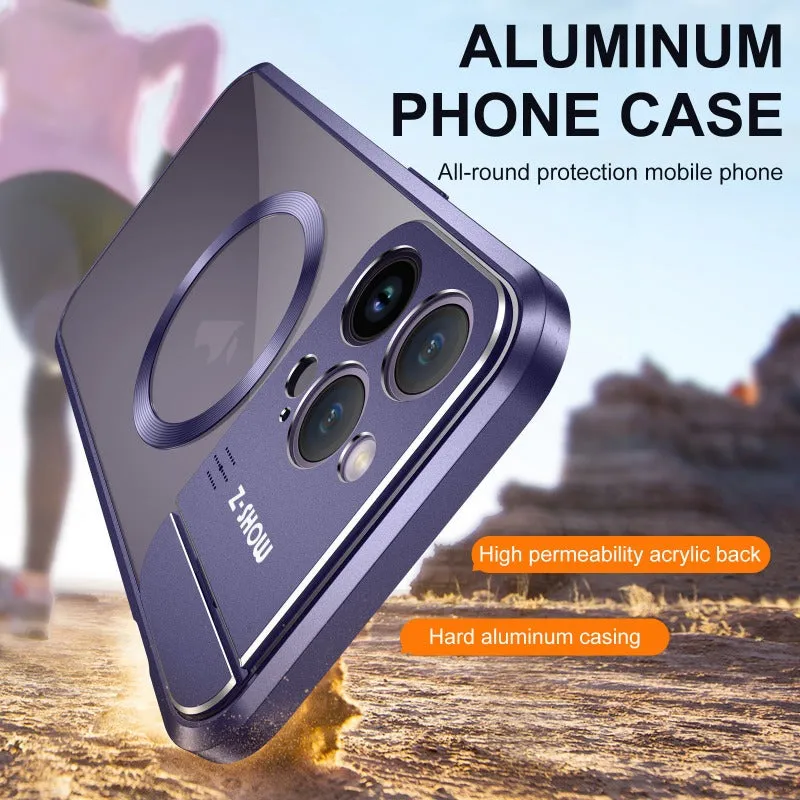 Magnetic Metal Aluminum Alloy Aromatherapy Phone Case With Invisible Holder For iPhone