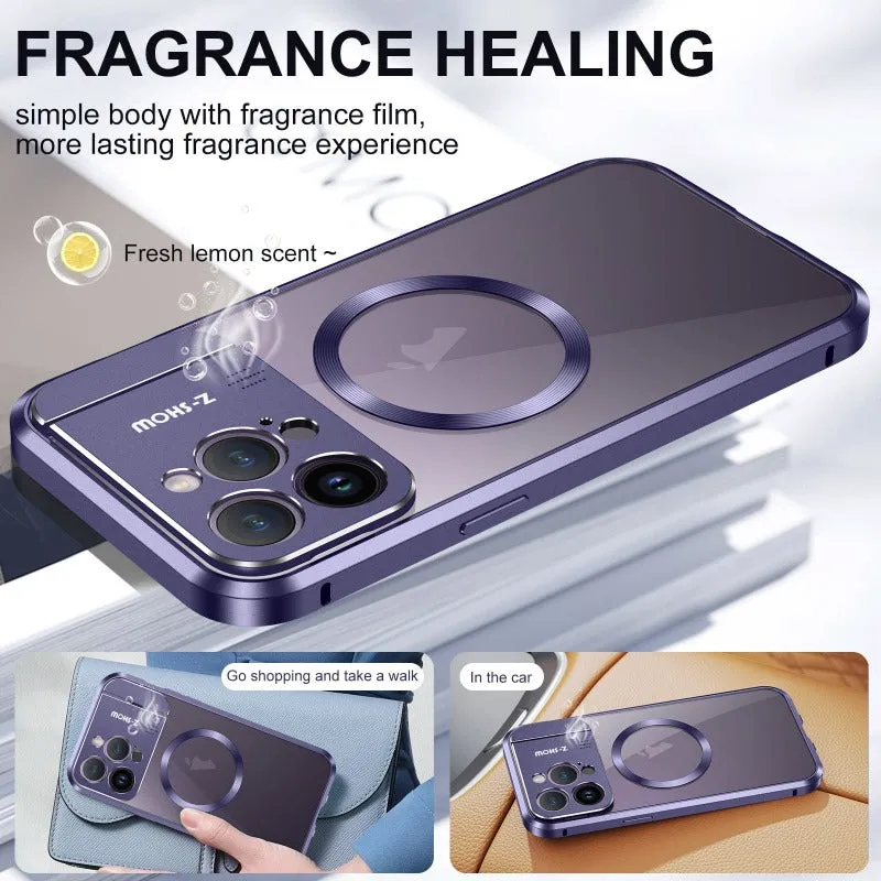 Magnetic Metal Aluminum Alloy Aromatherapy Phone Case With Invisible Holder For iPhone