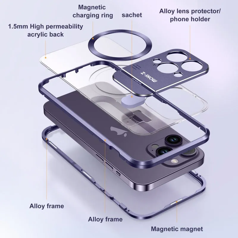 Magnetic Metal Aluminum Alloy Aromatherapy Phone Case With Invisible Holder For iPhone