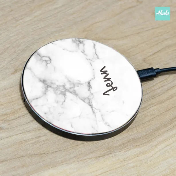 【Marble】15W Ultra thin FastWireless Charger Pad 雲石紋名字無線差電板