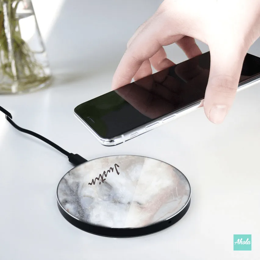 【Marble】15W Ultra thin FastWireless Charger Pad 雲石紋名字無線差電板