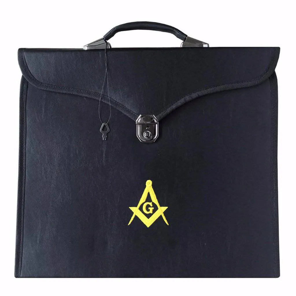 Master Mason Blue Lodge Apron Case - Black Leather MM, WM, Provincial