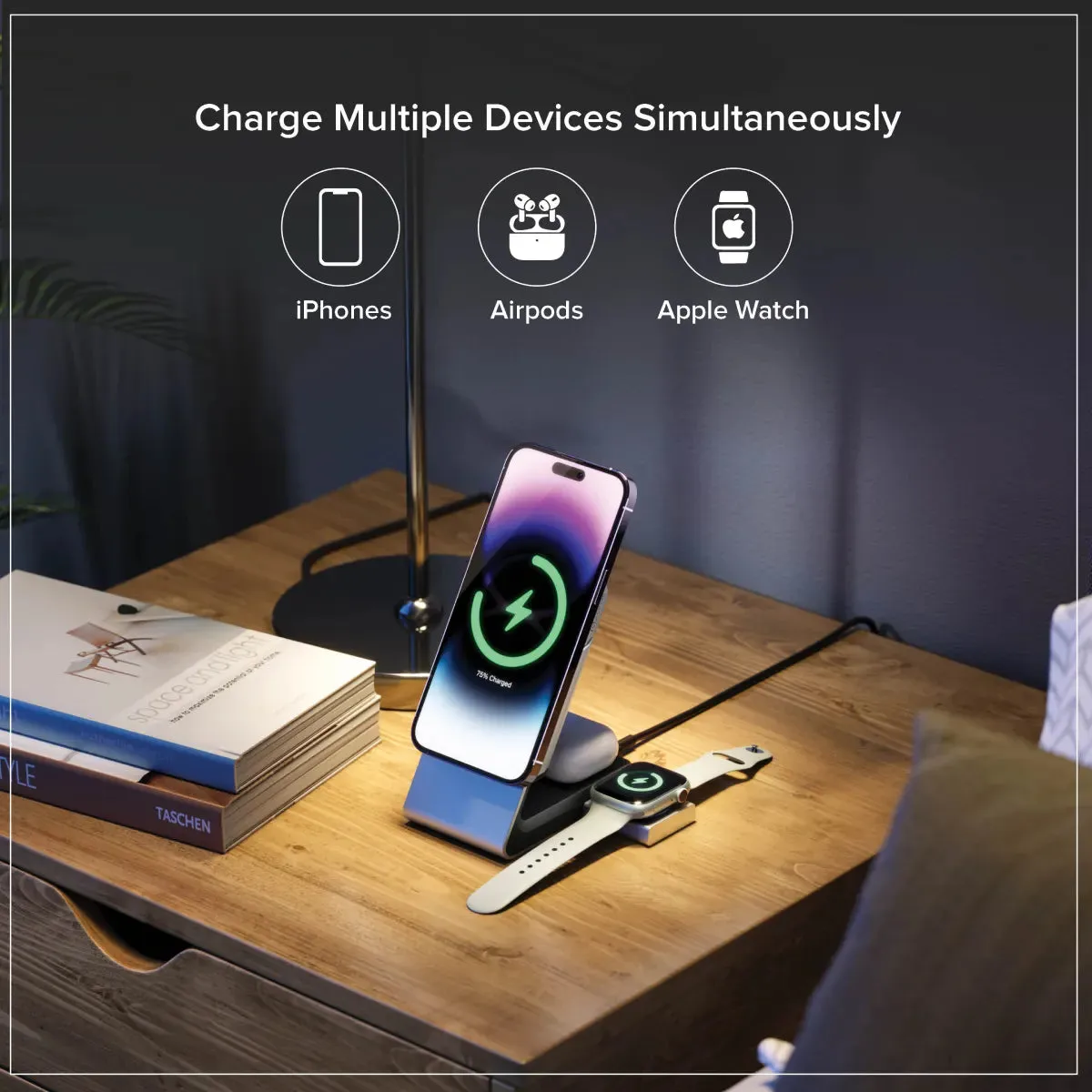 Matrix  Flow 3-in-1 Charging Dock with Car Charger Cradle & Wireless Powerbank