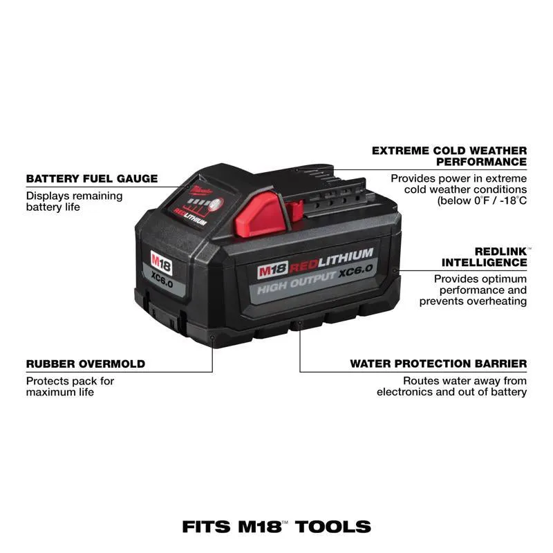 Milwaukee M18 RedLithium XC 6 Ah Lithium-Ion High Output Battery 1 pc