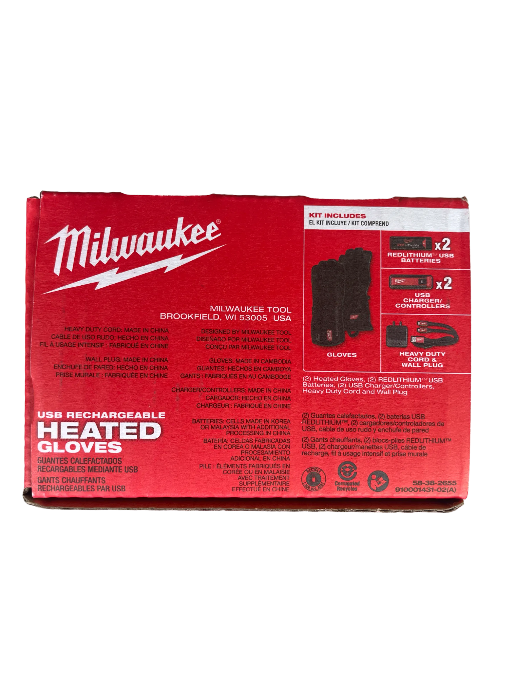 Milwaukee Medium Rechargeable Heated Gloves with REDLITHIUM USB Battery and Charger