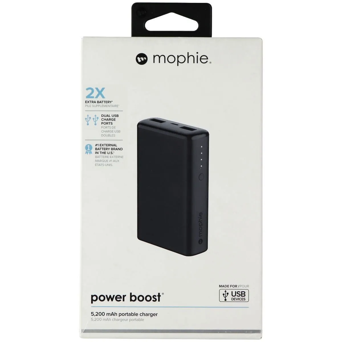 Mophie Power Boost 5,200mAh Dual USB Portable Charger - Black