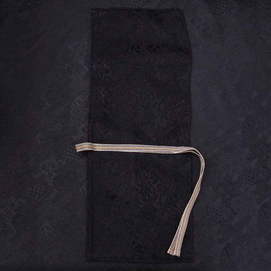 Musashi Japanese Style Kitchen Knife Roll Flower Black 1 Pocket Handmade